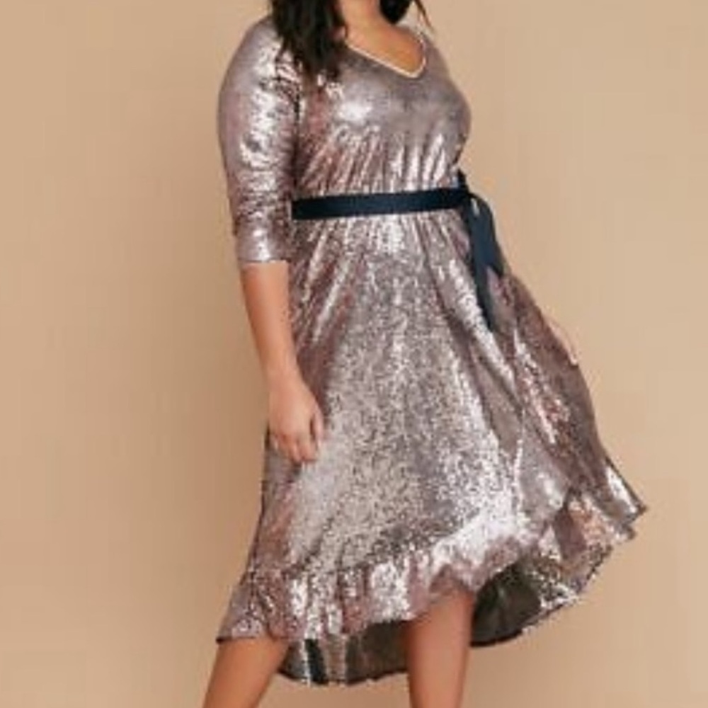 Lane Bryant Rose Gold Sequin Dress NWT